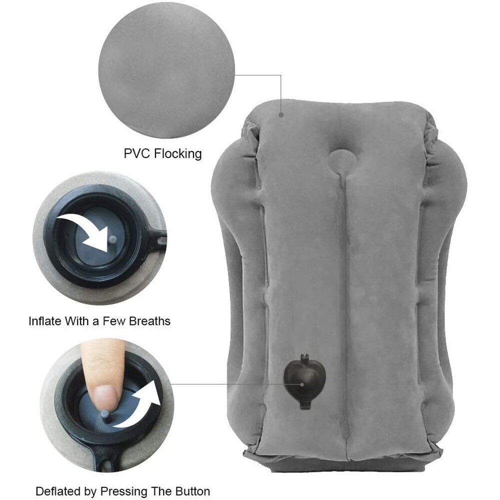 Inflatable Travel Pillow Portable Multifunctional Neck and Head Support Lap Pillow for Airplanes Trains Buses Office Napping