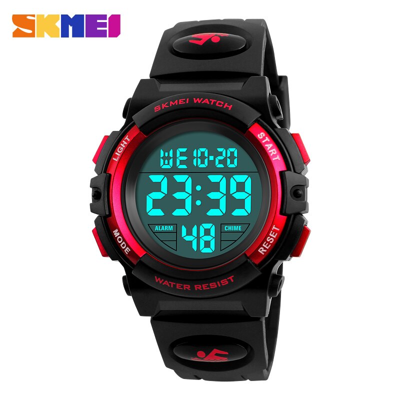 SKMEI Kinderen Horloges LED Digitale Multifunctionele Waterdichte Horloges Outdoor Sport Horloges voor Kinderen Jongen Meisjes: Red