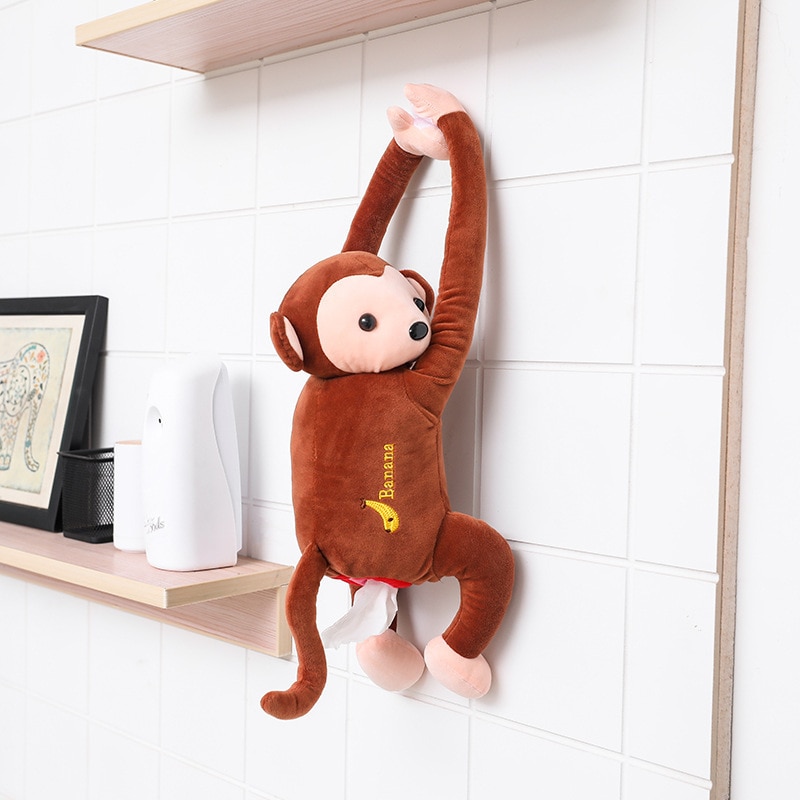 Pippi ape papir silkeboks søte tegneseriedyr hjemmekontor papir serviettdeksel til bil hengende papirboksholder