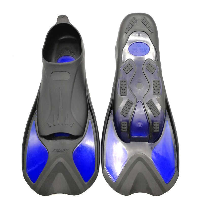 Boom Beter Zwemmen Vinnen Volwassen Snorkelen Voet Flipper Kids Duiken Vinnen Beginner Zwemmen Apparatuur Draagbare Korte Kikker Schoenen: Blue / L