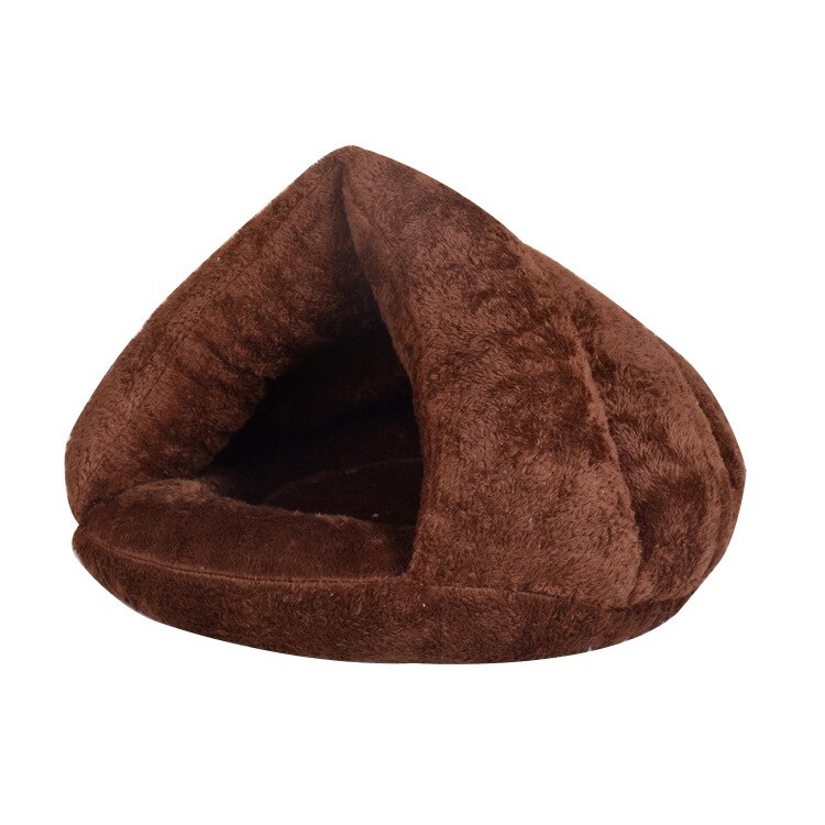 Pet Cat Bed Thick Sleeping Bag Triangular Cat Litter Soft Comfortable And Durable Winter Warm Pet Kennel: dark brown / S