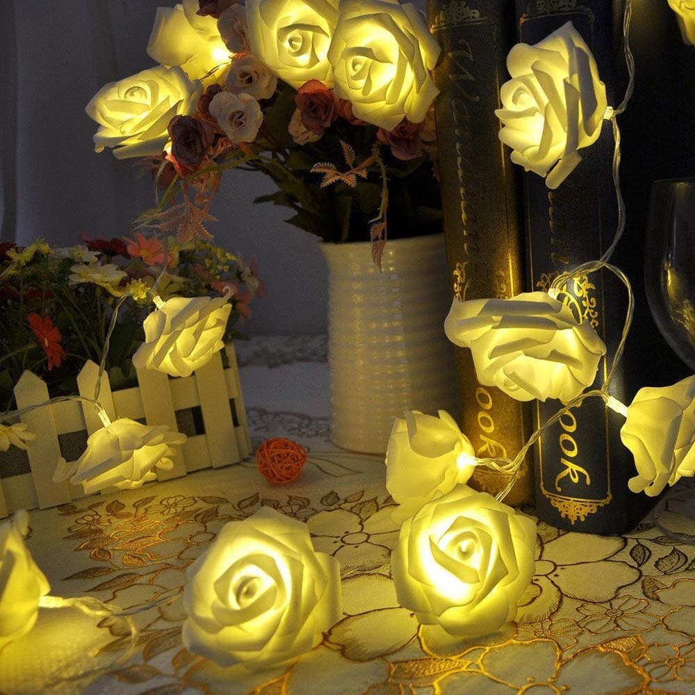 Rozen bloemen slinger led verlichting 20 leds lichtsnoer kerst binnendecoratie voor thuis valentijnsdag lichtslinger