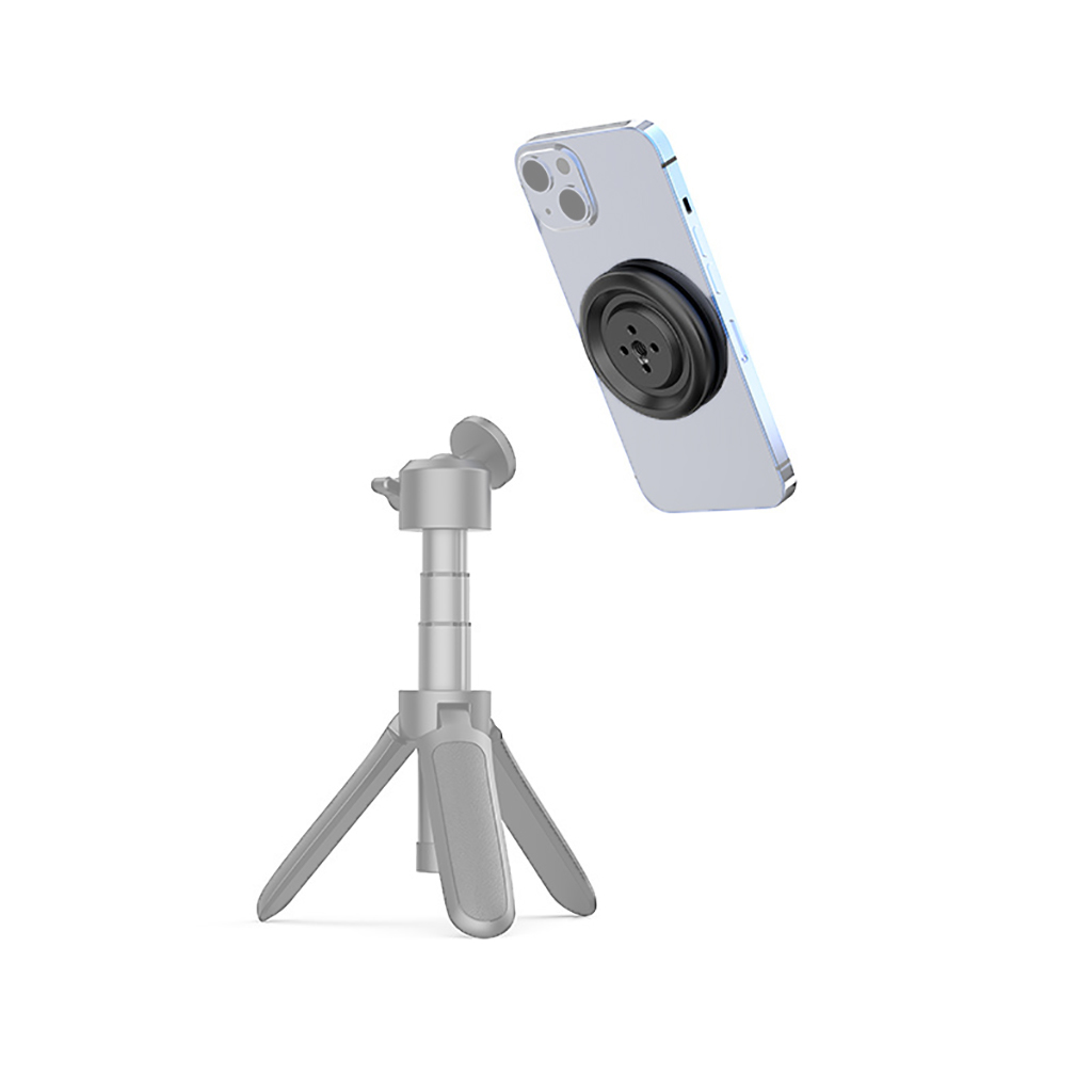 Magnetic Holder Base Plate for Magsafe to 1/4'' Arri Hole Cold Shoe Magnet Mount Adapter Phone Holder for Tripod Stand Ball head: black