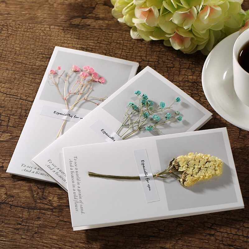 Hilsen tørkede blomster invitasjonskort bursdag thanksgiving dag mors dag beste ønsker blomst språkkort