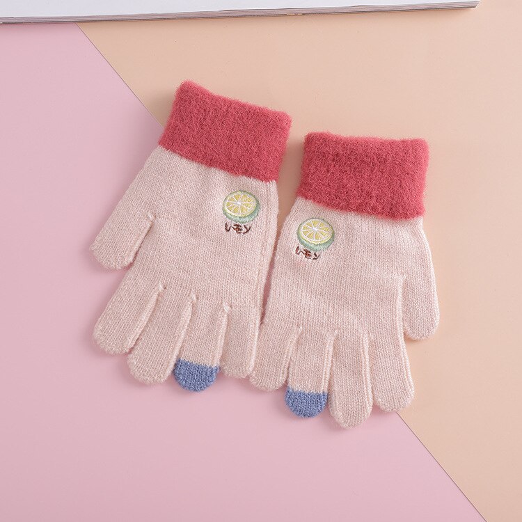Voor 3 ~ 6Y Winter Meisjes Handschoenen Kids Fruit Vingers Warme Zachte Gebreide Jongens Handschoenen Meisjes Mode Handschoen kinderen