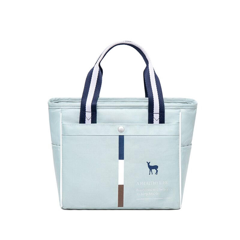 2021Unisex Insulated Lunch Bag With Heat Insulation Thermal Bag Food Door Tote Oxford Travel Picnic Bag For Office: Horizontal-Green