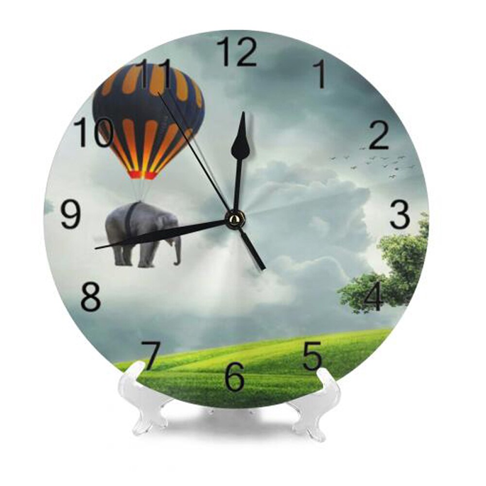 Elephant Painting Wall Clocks Numeral Digital Dial Mute Silent Non-Ticking Battery Operated Clocks Decor Art for Living Room: SZA1147