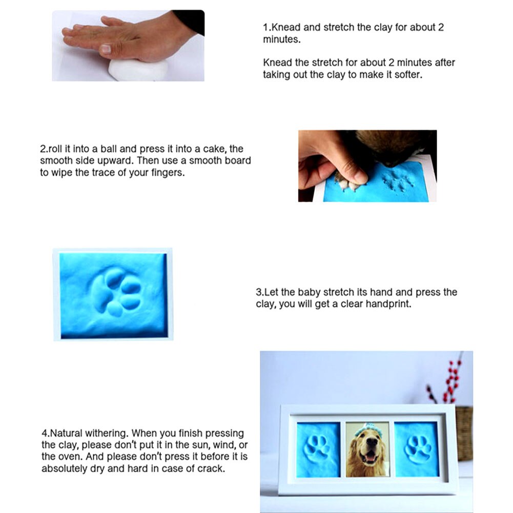 Pet Paw Print Kit Memorial Frame Set Dog Pawprint Keepsake Picture Frame Kit With Wooden Photo Frame And Clay For Home Decor