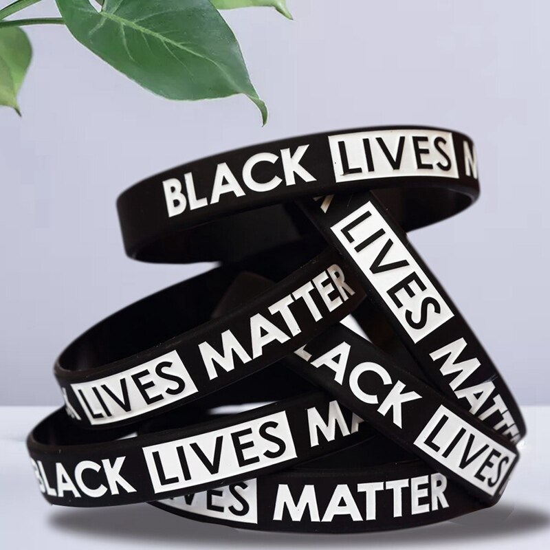 1Pcs Black Silicone Rubber Armband & Armbanden Voor Mannen Vrouwen Naam Zwart Leven Kwestie Siliconen Polsbandje