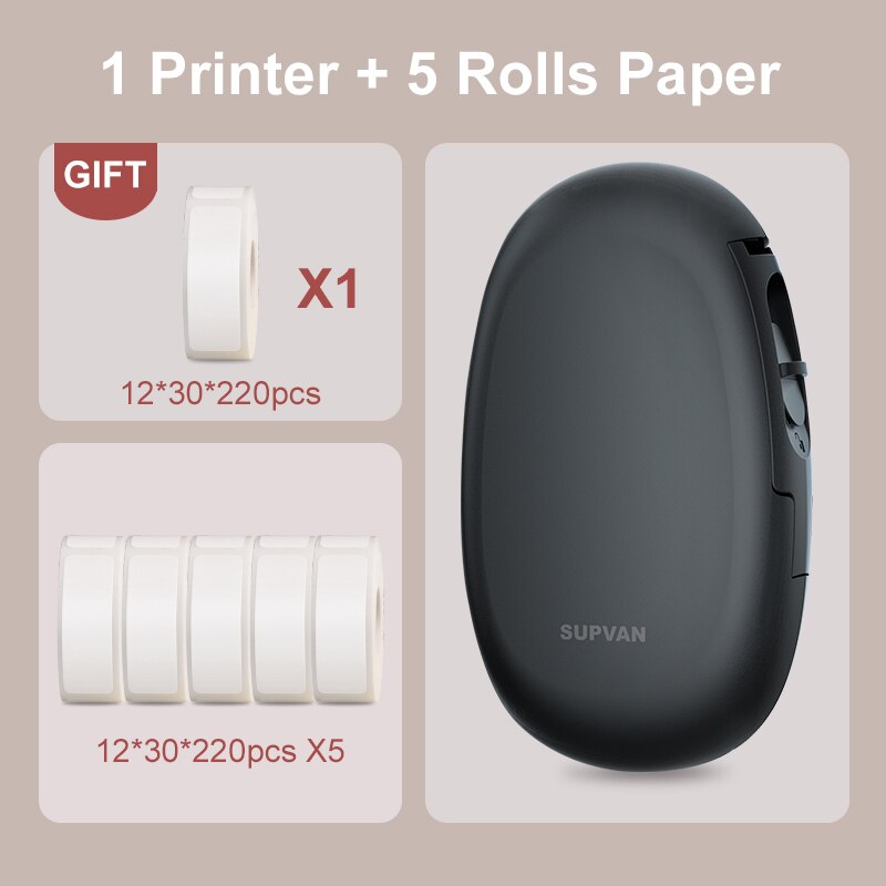 Supvan E10 Black Labeler with Paper Bluetooth Thermal Printer Labeling Machine Mini Sticker Printers Wireless Smart Label Maker: E10Black8