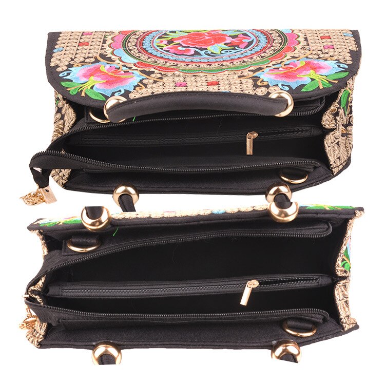 Vintage geborduurde multifunctionele boodschappentassen nationale bloemenborduursels dames schouder- en handtassen bohemian kleine draagtas