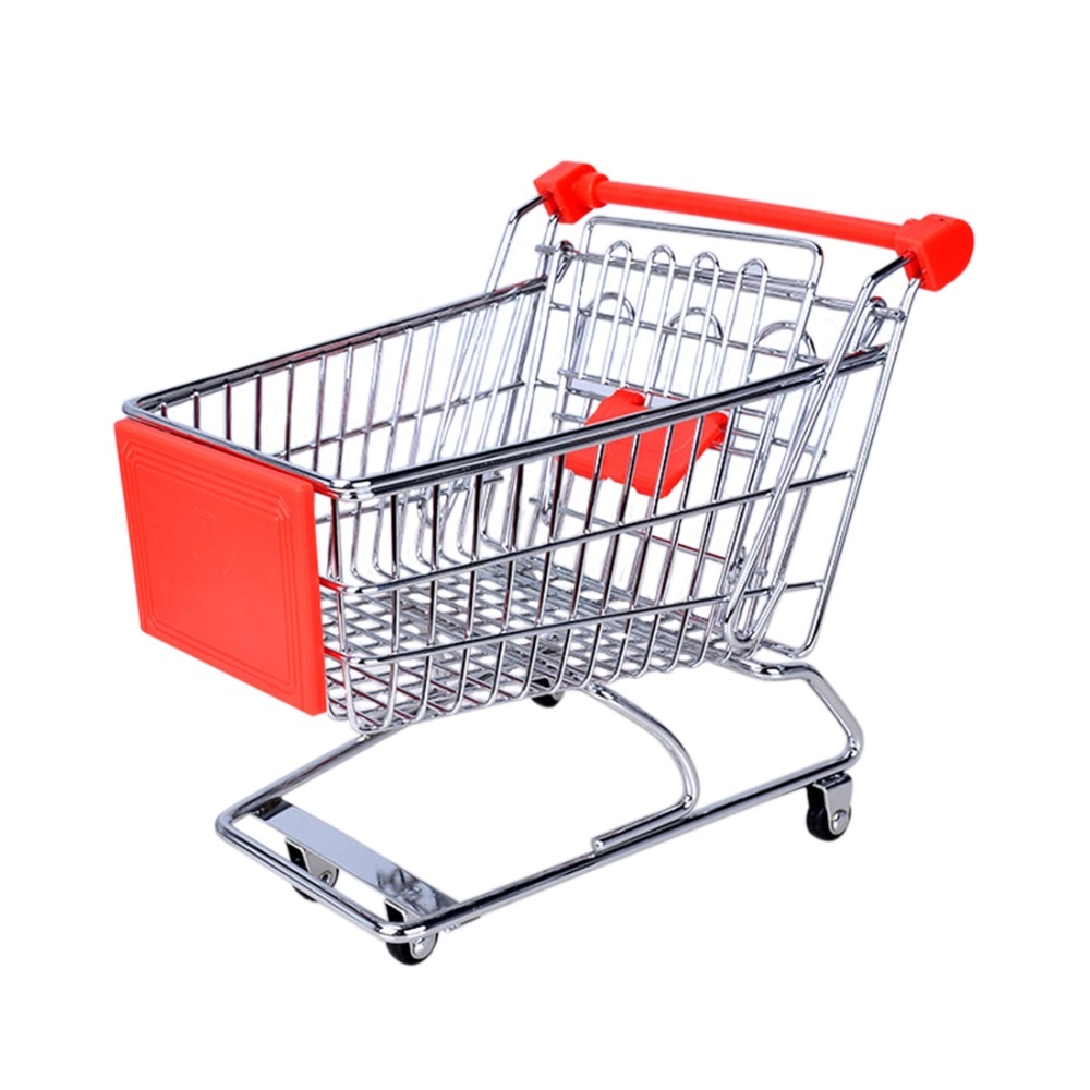 mini Supermarket Handcart Wheel Shopping Carts Toys Folding Mini Shopping Cart Basket Toys for Children Random Color