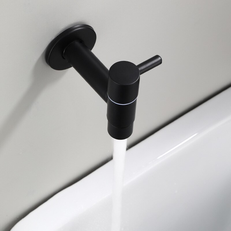 Black Paint Single Cold Faucet/Washing Machine Tap Bibcock Bathroom Basin Mop Tap Garden Crane 304 Stainless Steel