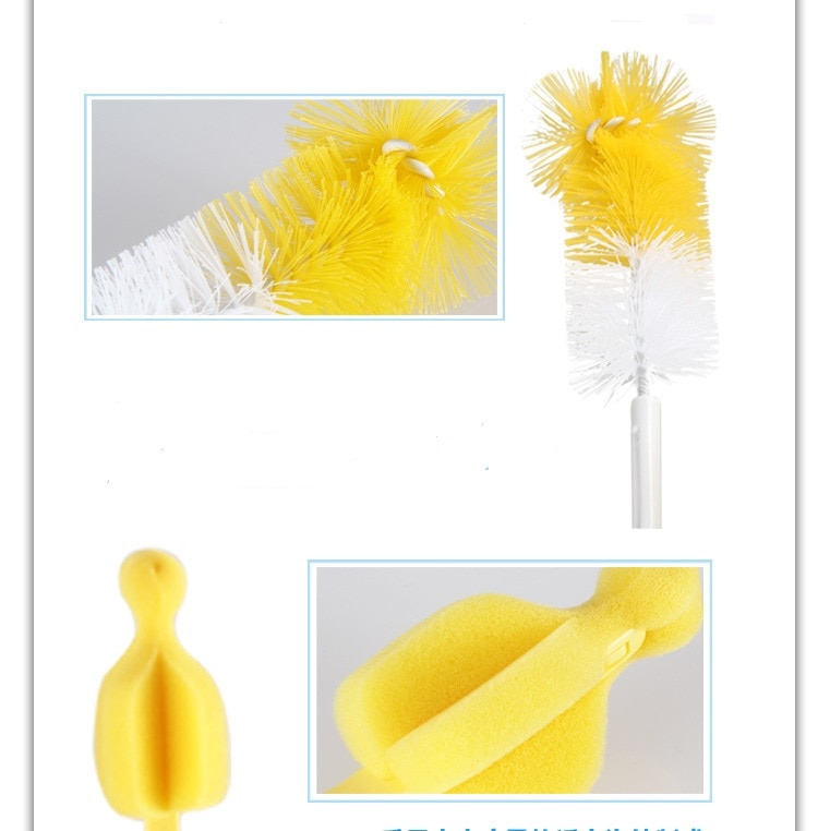 5Pcs/lot 360 degree rotating baby bottle brush newborn nipple sponge nylon washing cleaning cup random color