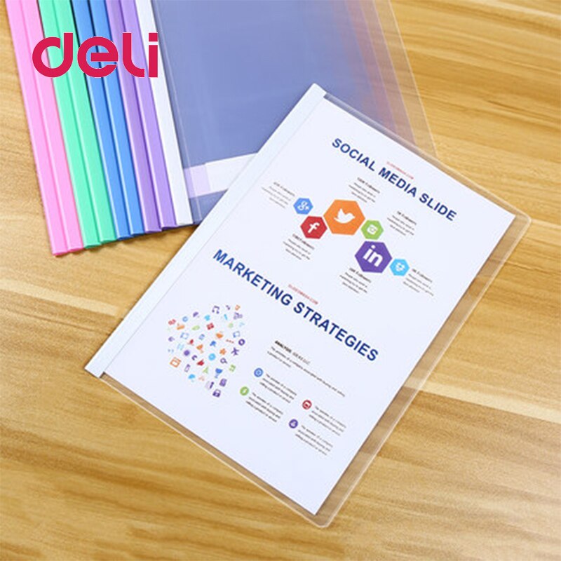 Deli 10pcs/set report cover opaque document clamp Triangle match the transparent sheet colorful light and flexible cover clamps