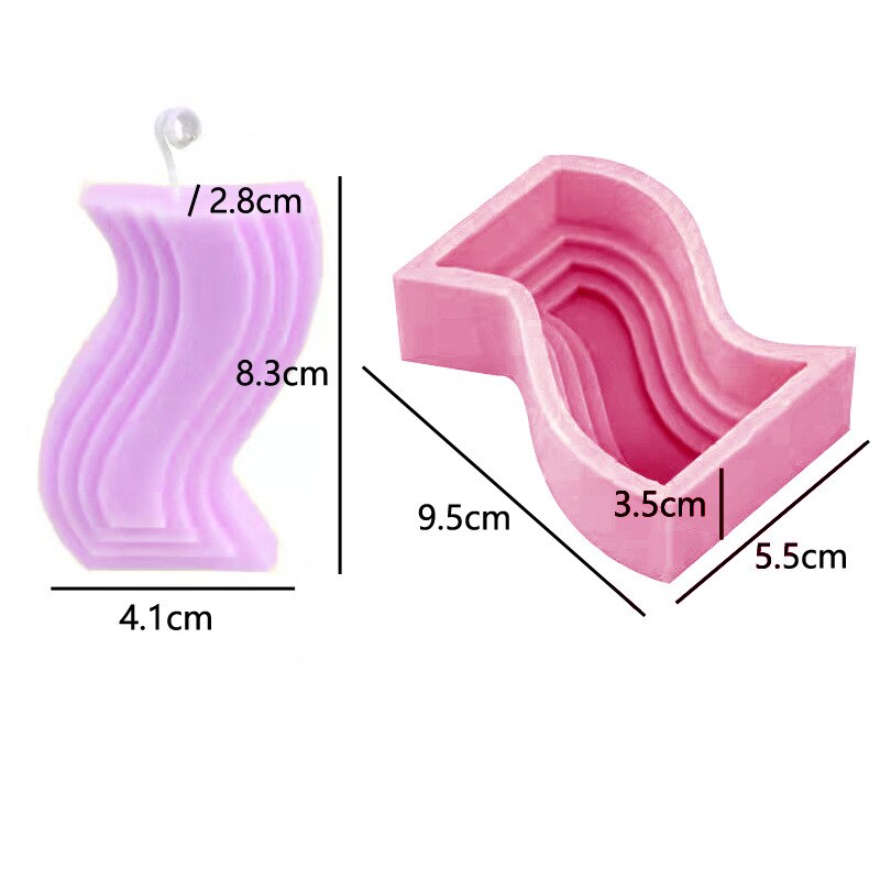 Stampi per candele a stelo lungo a strisce verticali a colonna a spirale fai-da-te stampo per candele in silicone geometrico per decorazioni romantiche per matrimoni a casa: S a forma di