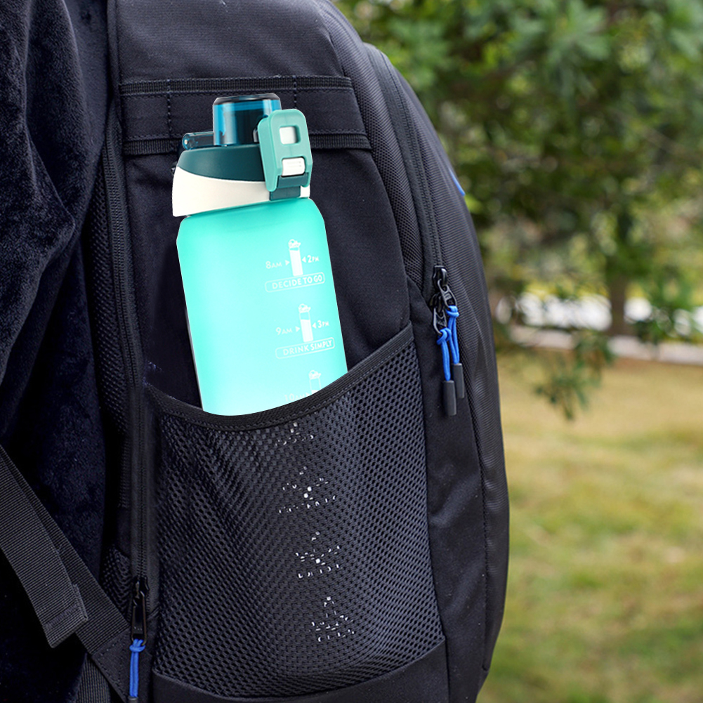 1000Ml Water Fles Draagbare Kleurrijke Bidon Tijd Marker Auto Open Lock Lekvrije Cup Gym Outdoor Fietsen school Ketel