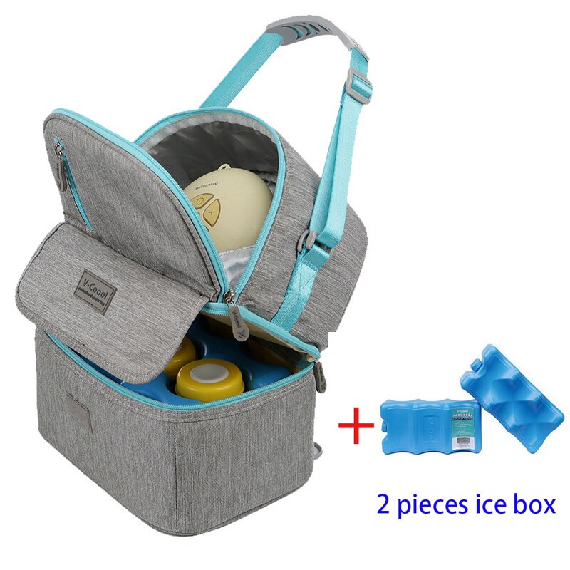 V-coool dobbeltlag baby mælk flaske taske rygsæk messenger termo frisk holde køletaske mumie rejse eo: Grå ingen ispose