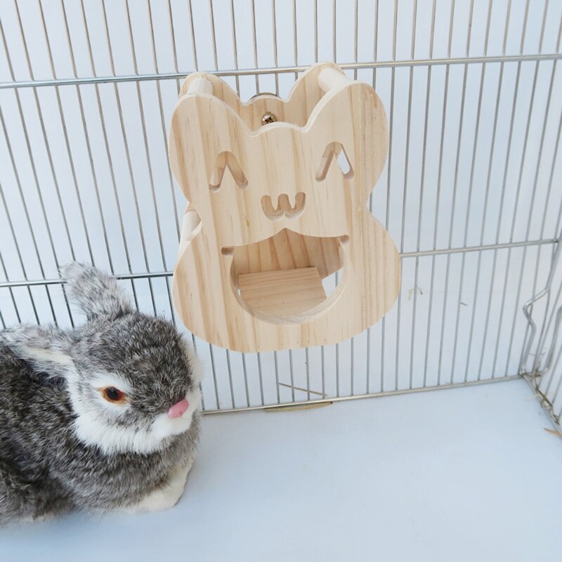 Wooden Rabbit Hay Feeder Wall-Mounted Hay Manger Hamster Guinea Pigs Food Feeding Rack Small Pets Chinchilla Grass Feeder Bowls