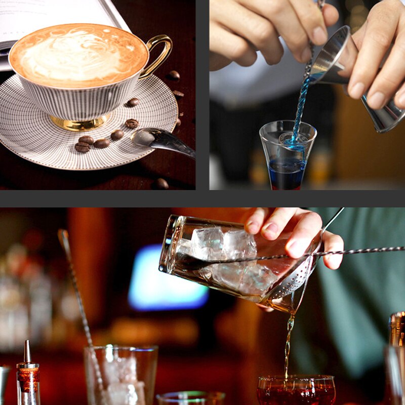 Cocktail Shaker Stainless steel Rose Gold Black Sliver Bar Spoons Cocktail Drink Mixer Muddler Ice Strainer