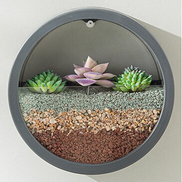 Moderne Ronde Ijzeren Muur Vaas Container Thuis Kamer Opknoping Mand Bloempot Muur Decor Vetplant Planter Tuin Vaas: Grey 28cm