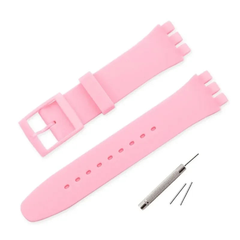 Bracelet de rechange en silicone pour montre Swatch, bracelet en caoutchouc coloré, accessoires pour hommes et femmes avec outil, 17mm, 19mm, 20mm, 16mm