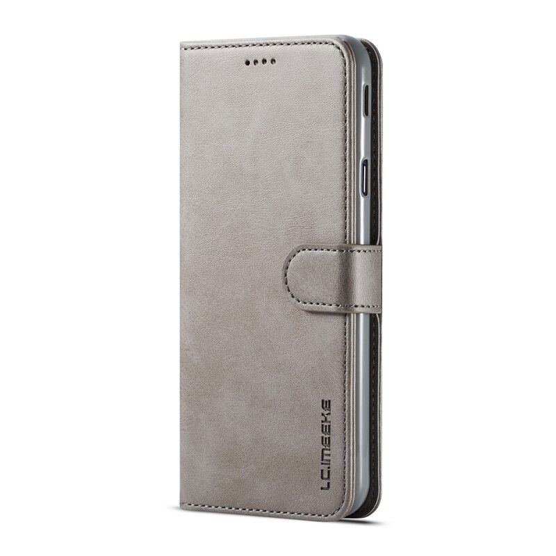 Voor samsung  j4 plus hoesje leren vintage telefoonhoesje op samsung galaxy  j4 hoesje flip portemonnee hoesje voor hoesje samsung  j4+  cover: Samsung  j4 2018 / Grijs