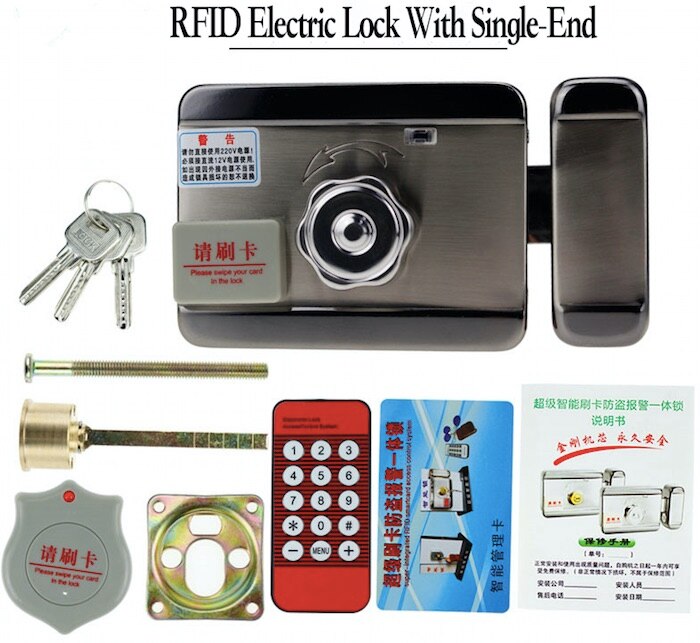Access control lock metal mute electric lock RFID security door lock EM lock with rfid key card reader for apartment: RFID single