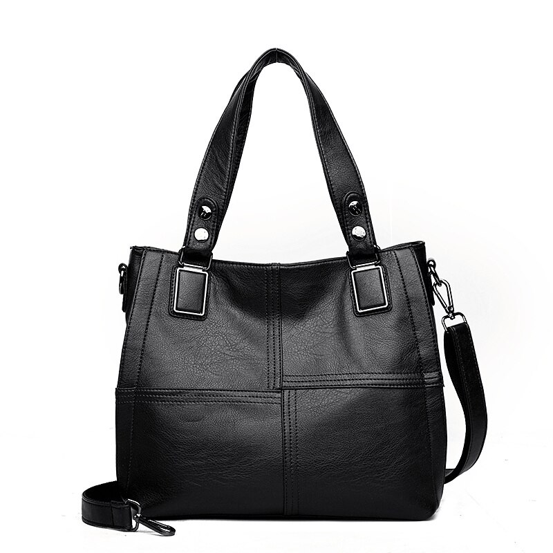 Sofr Pu Lederen Schoudertas Vrouwen Luxe Handtassen Vrouwen Tassen Handtassen Van Crossbody Tassen Voor Vrouwen: BLACK