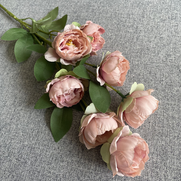 7heads/branch mini peony aritificial flower: black