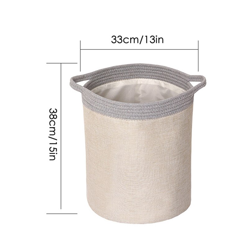 Simple Laundry Basket Modern Decorative Collapsible Woven Storage Bin with Rope Handles for Clothes Blanket Toys Towels