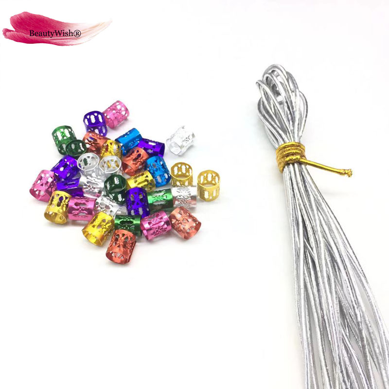 50 Eenheden Dreadlock Kralen Magic String Doos Vlechten Haaraccessoires Vlechten Haar 10 Strengen Stretechable Vlechten Haar Strings: silverthread