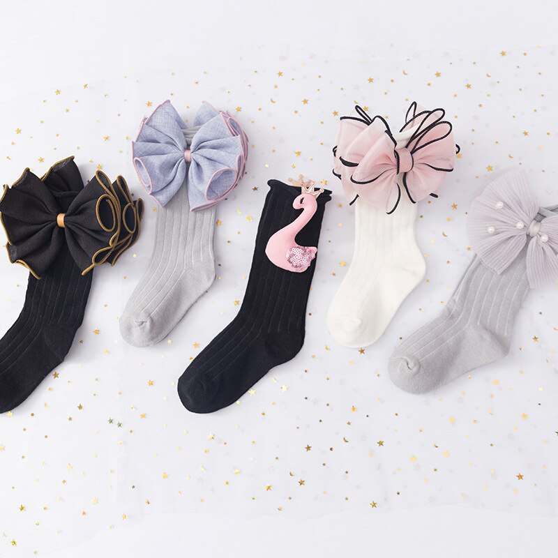 Sweet Big Bows Baby Socks Cute Flower Princess Baby Girls Knee High Socks Spring Autumn Toddler Kids Long Socks