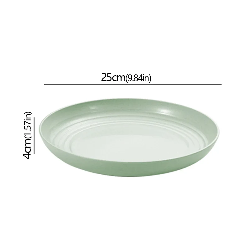 Wheat Straw Solid Color Round Plates Salad Dessert Dinner Reusable Microwave Safe Anti Fall And Shatter Plates Fruit Plate: camel