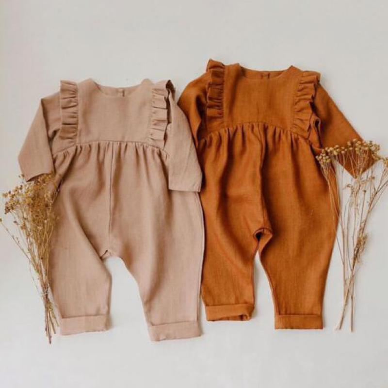 Mono de manga larga para niño pequeño, peto para niño, ropa de otoño para bebé, conjuntos de lino de algodón para niña, traje