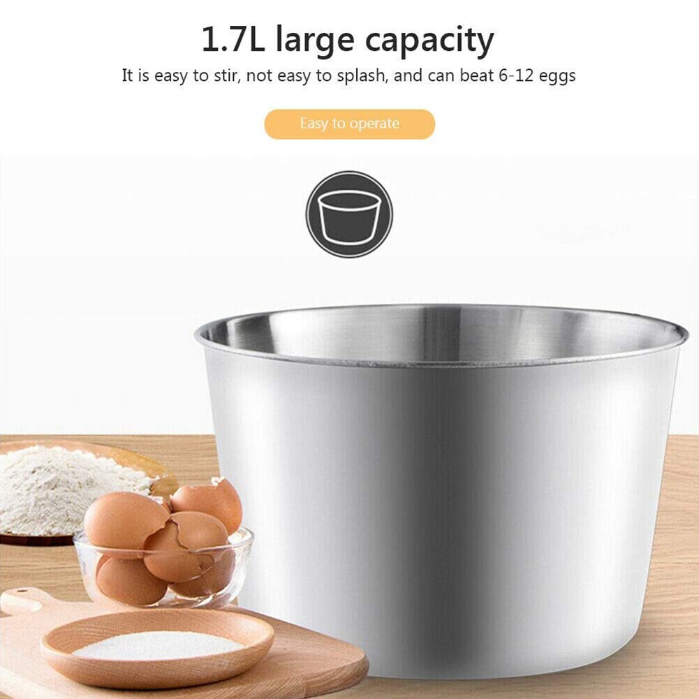 Hand Mixer Electric Egg Beater 7 Speeds Handheld Whisk with Stainless Steel 2 Beaters 2 Dough Hooks 1.7L Container