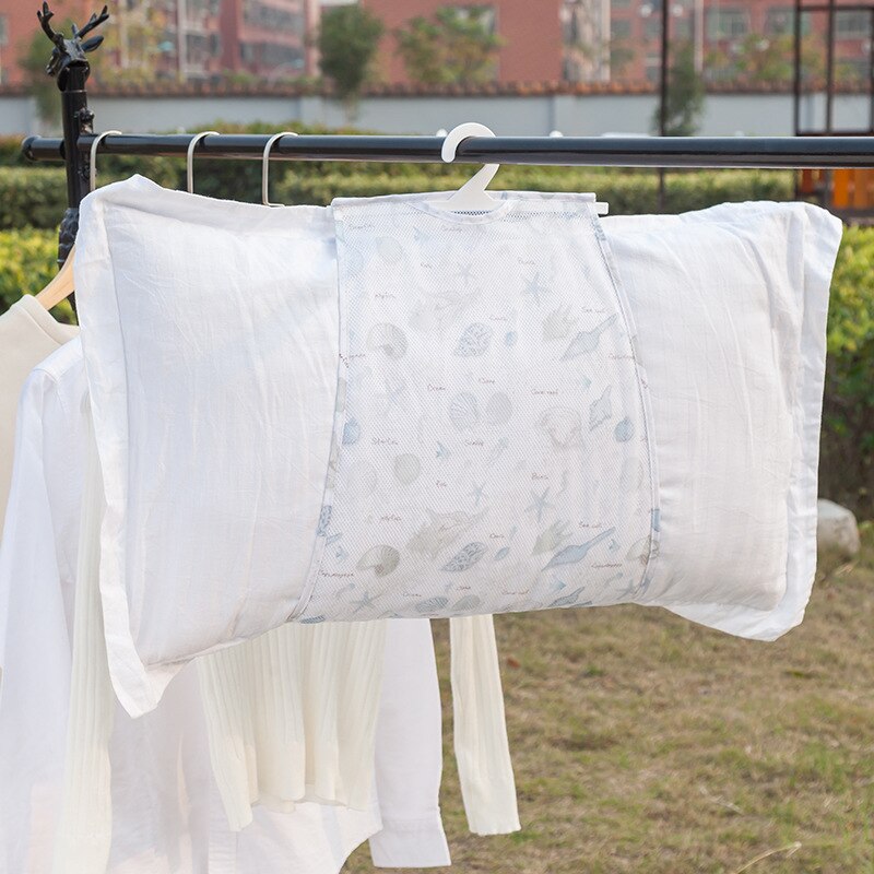 Tørretøj vindtæt tørrestativ fint mesh print multifunktionelt pudelegetøj solpudeklemme tørring pude netpose hængende rack: 5