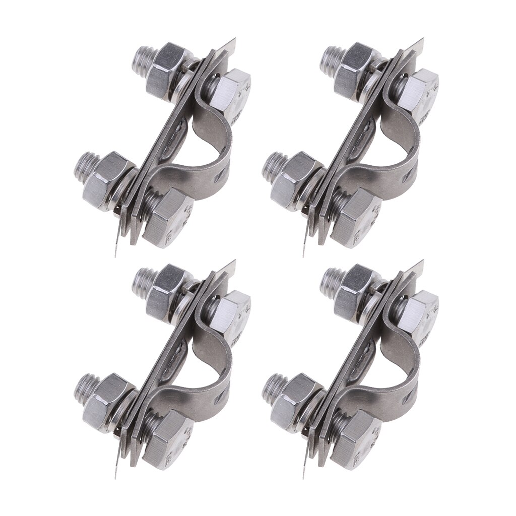 Pack of 4 - 1 inch 25mm Marine Throttle Cable Tube Clamps Clip Bracket and Shim Kit - Stainless Steel