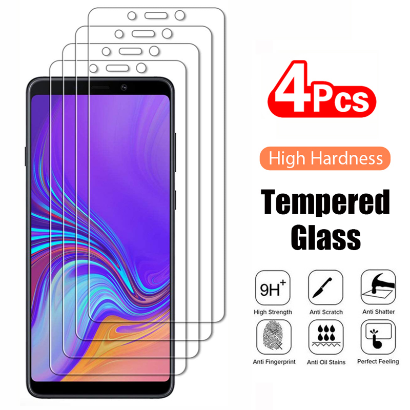 Vidrio templado para Samsung Galaxy, película protectora de pantalla para A3, A5, A7, A6, A8, J4, J6 Plus, , J2, J3, J5, J7, , A750, A9, , 4 unidades