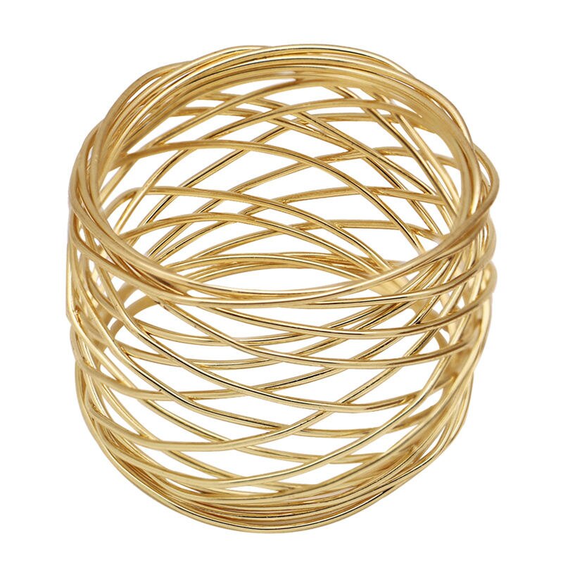Enkele metalen ronde servetringen voor bruiloften, gouden zilveren servetring, handdoekring, gebruik kruisvormige holle tafeldecoratie: Goud