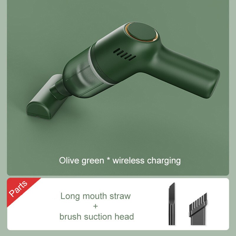 Household Vacuum Cleaner Mini Handheld Auto Mites Removal Vacuum Cleaner with 4500Pa Powerful Suction For Home & Car & Office: green