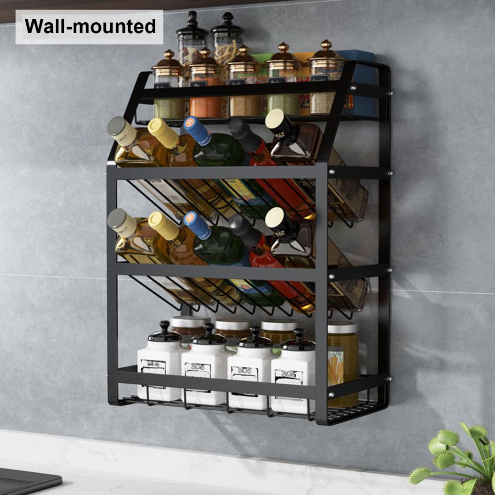 Modern Wall-mounted Spice Rack Easy to Install Seasoning Bracket Space-saving for Household