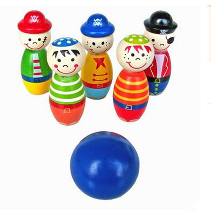 Houten bowling WD07 baby oefening vermogen ontwikkelen intelligentie oefening fitness speelgoed: Default Title