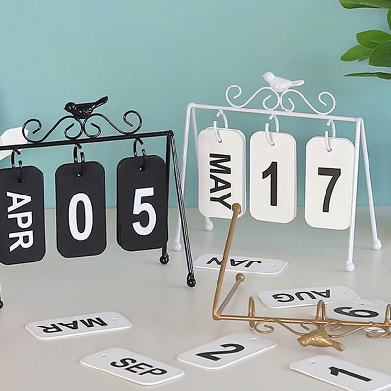 Personlighed diy fugl smedejern flip kalender hjem skrivebord dekoration bord kalender ins stil kaffebar undersøgelse fotografering prop
