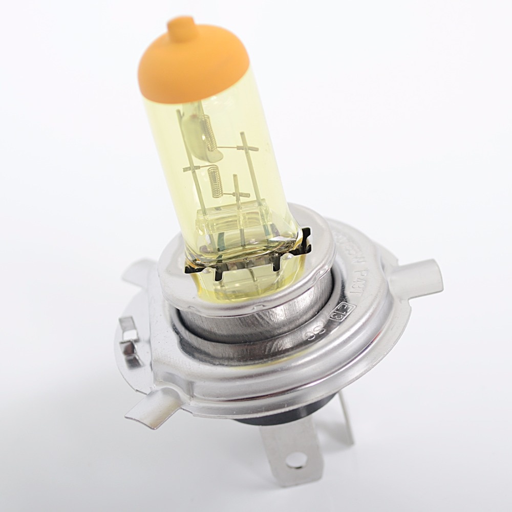 Hippcron H4 ampoule halogène 12 V 60/55 W verre jaune 3000 K Base en acier inoxydable Auto voiture brouillard lampe 2 pièces