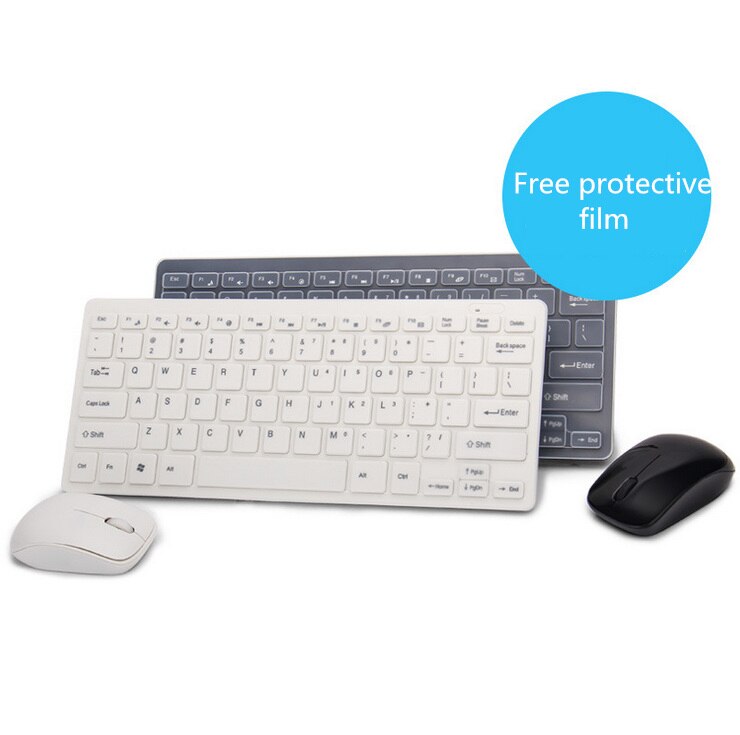 Ultra Slim Thin White Black 2.4GHz Wireless Keyboard Mouse for Home Office PC Laptop Desktop Computer Keyboard Set