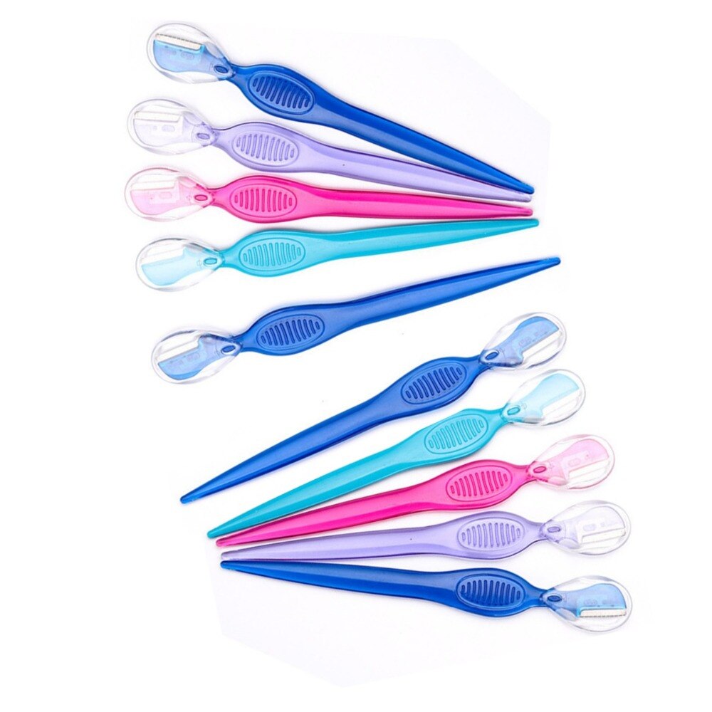 Recortador de cejas práctico, accesorios de maquillaje de colores, útil, hojas de afeitar, removedor de vello Facial, 10 Uds.