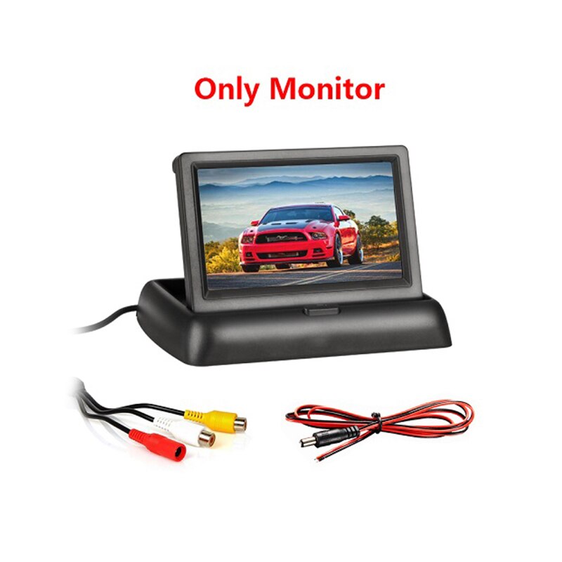 Foldbar skærm skærm 4.3 tommer tft lcd bilmonitor av input skærm skærm reverse kamera parkeringssystem rearview monitorer: Foldbar skærm