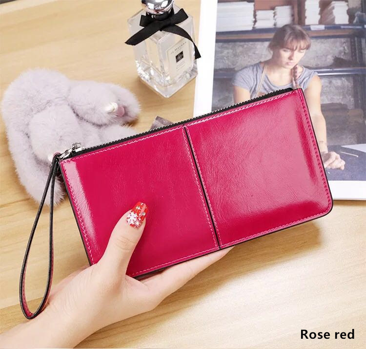 Women Wallets Long Candy Oil Leather Wallet Day Clutch Women's Purse Female Purse Clutch Card Holder: 15