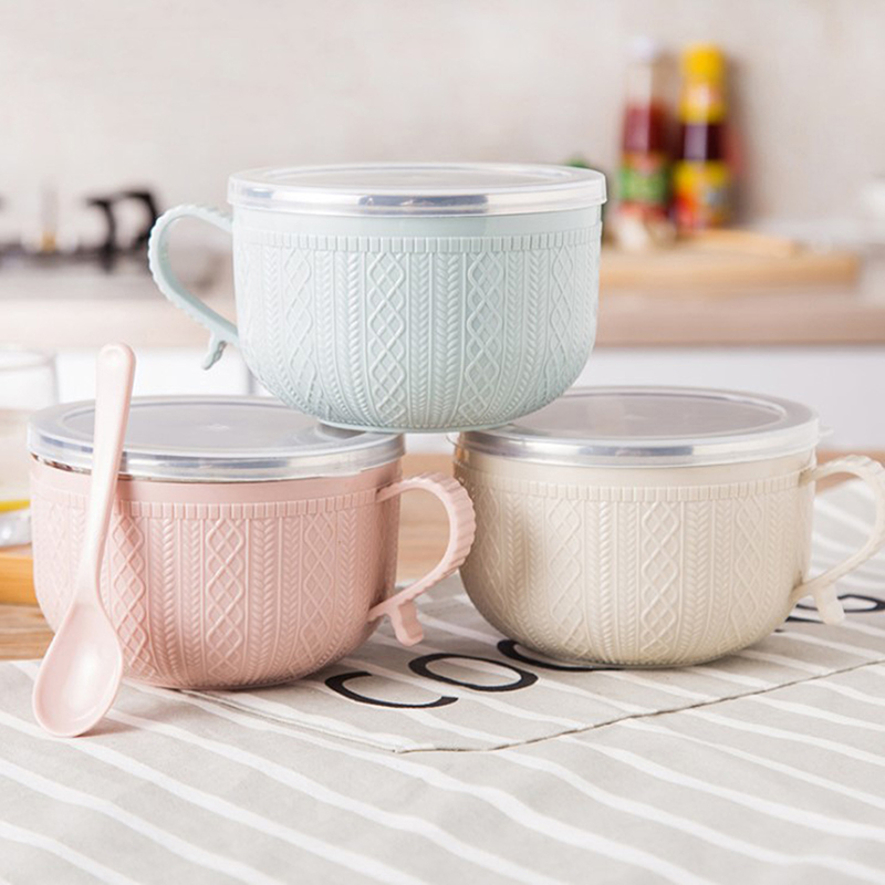 Stainless Steel Double Ramen Bowl Instant Noodle Bowl Anti-scalding Cute Rabbit